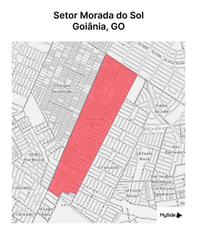 Mapa do Setor Morada do Sol em Goiânia