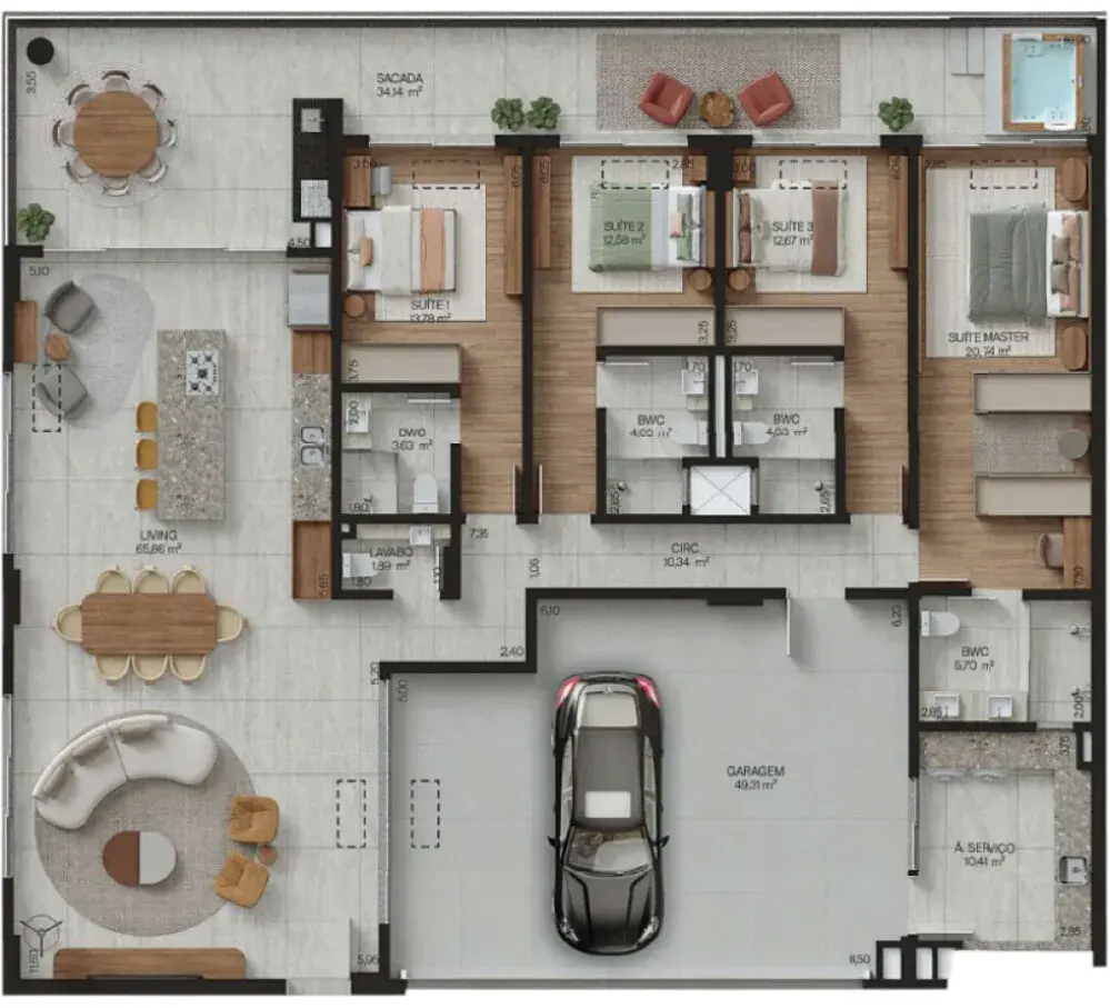 Planta de 286 m² do Park Haus