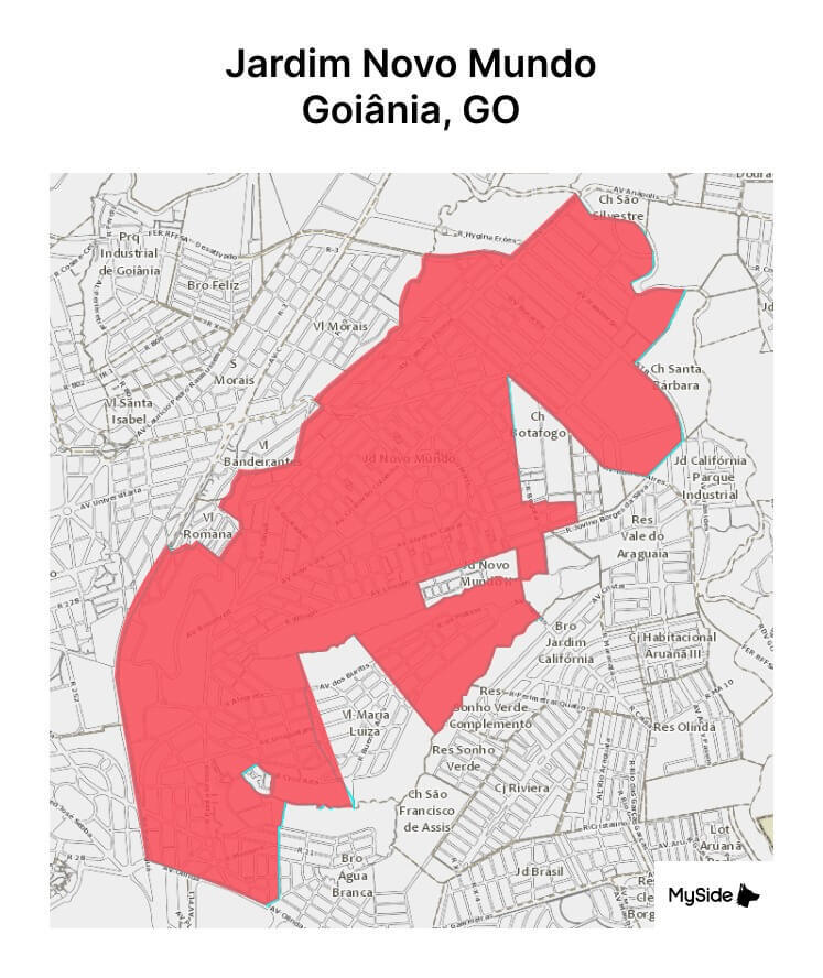 Mapa do Jardim Novo Mundo em Goiânia