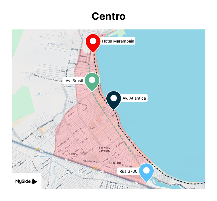 Mapa do Centro de Balneário Camboriú