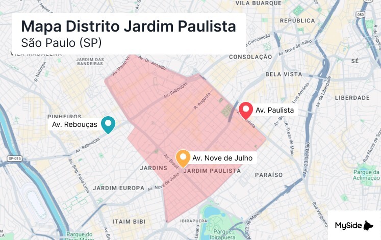 Mapa do distrito Jardim Paulista em São Paulo