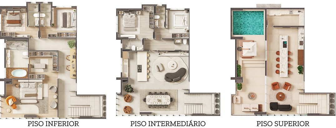 Planta triplex de 378 m² do Sense Neoprime