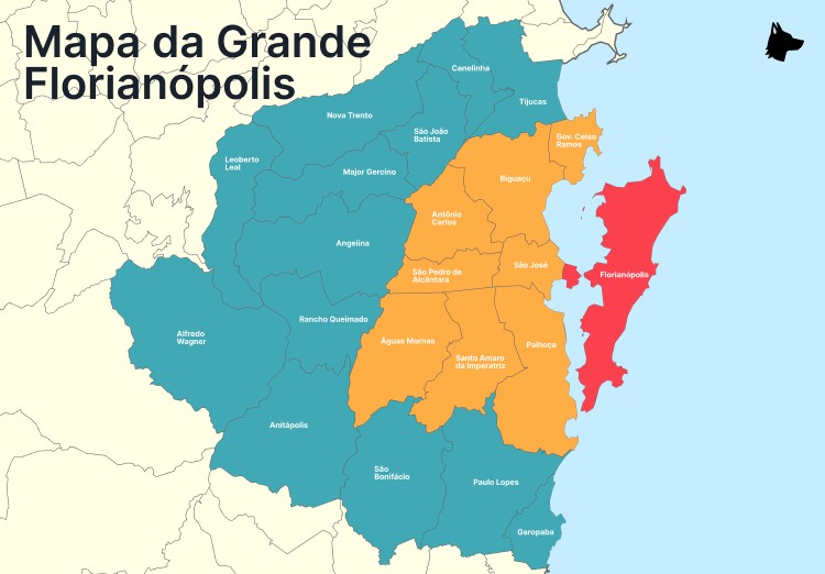 Mapa da Região metropolitana da grande florianópolis