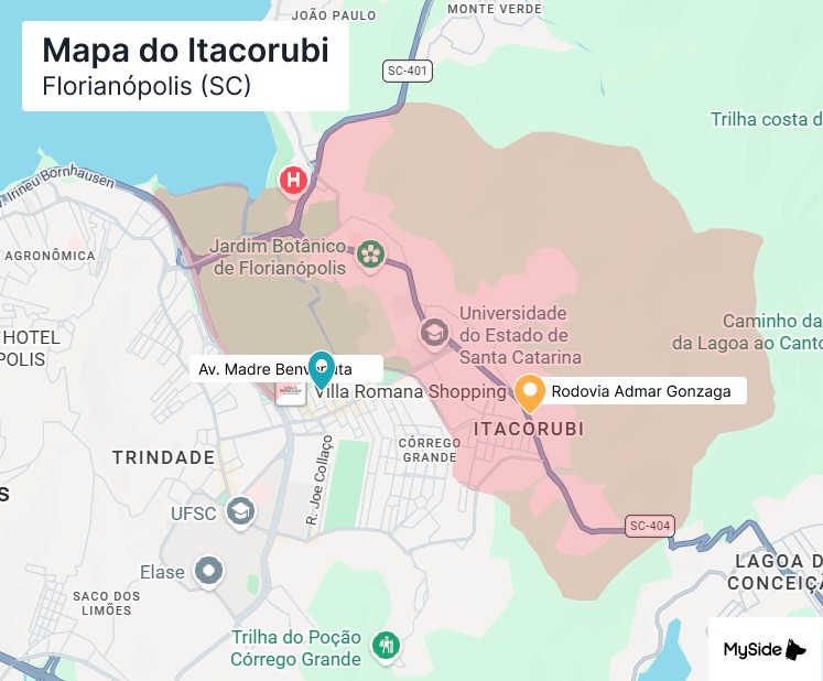 Mapa do Itacorubi em Florianópolis (SC)