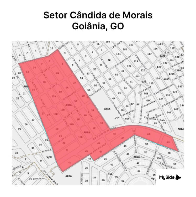 Mapa do Setor Cândida de Morais em Goiânia