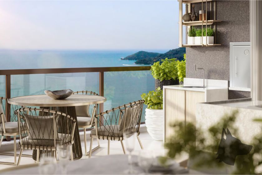 Varanda gourmet de apartamento no Marena