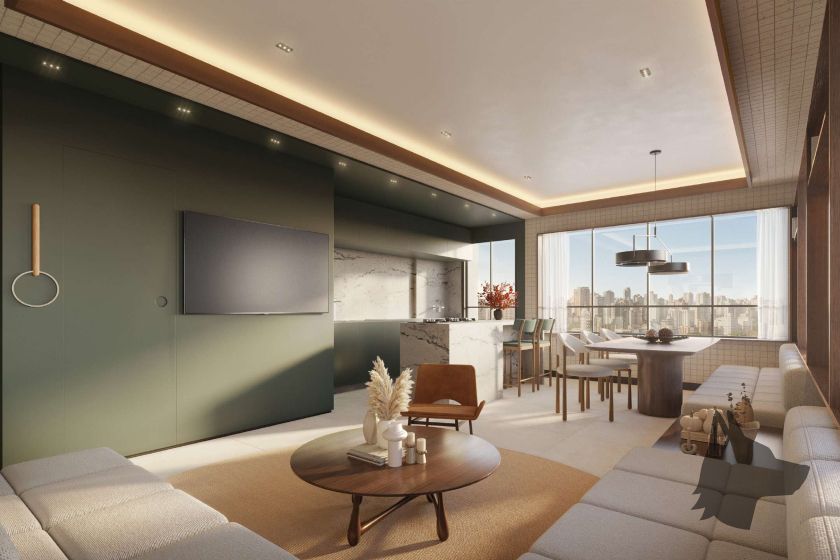 Living do apartamento do Opus Zoom Marista