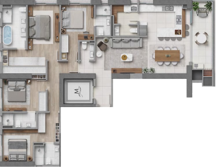Planta de 177 m² do Marena