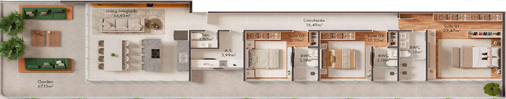 Planta de 180 m² do Vision Home Club