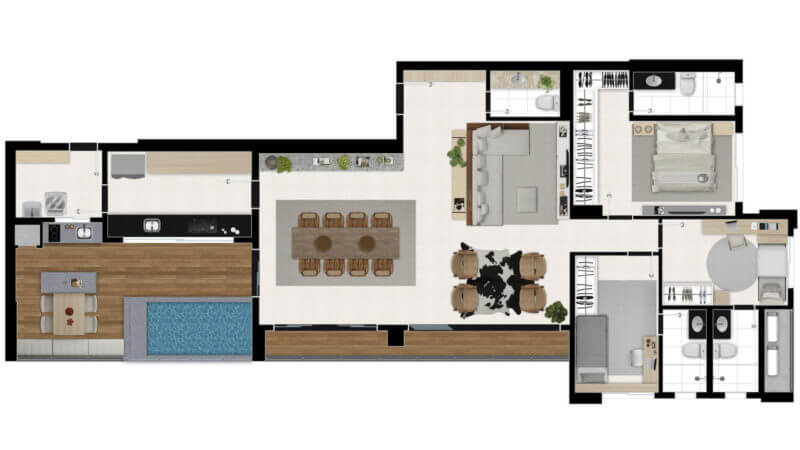 Planta 170 m² e 3 suítes urbani vista home