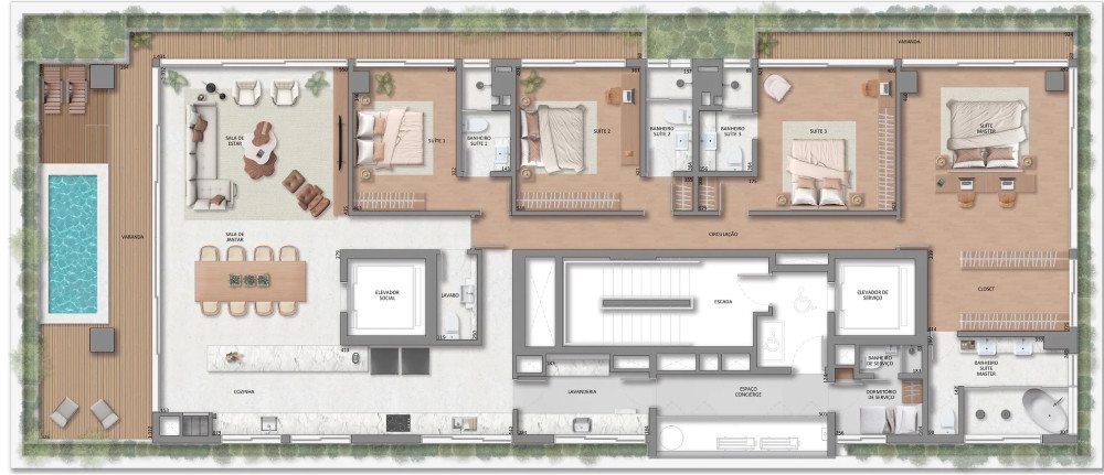 Planta com piscina do PACE