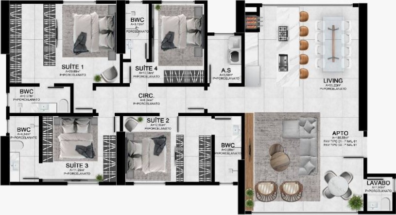 Apartamento de 160 m² do Pericó Residence