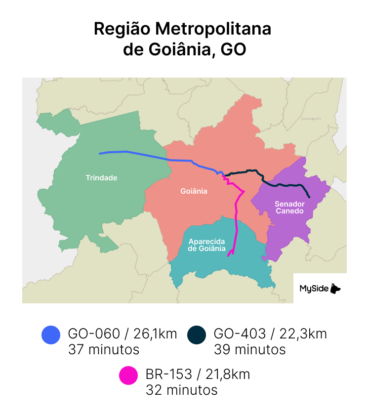 Principais cidades da Região Metropolitana de Goiânia