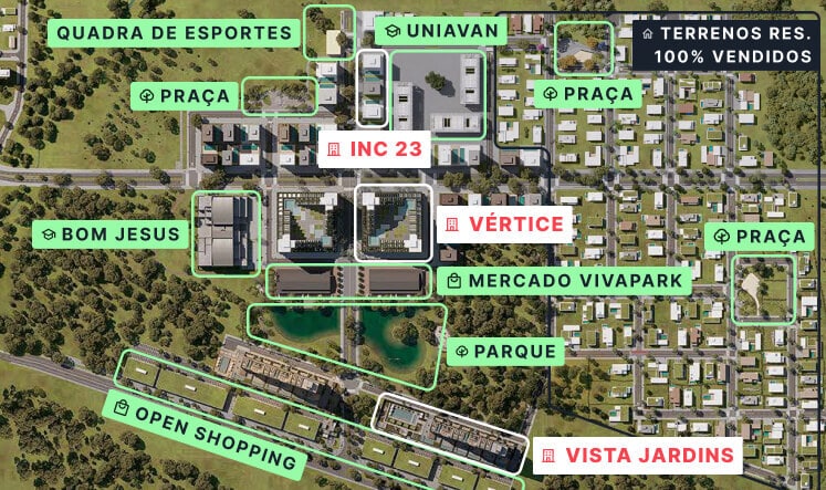Mapa parte central do Vivapark Porto Belo