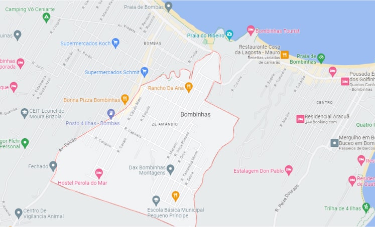 Mapa Bairro Zé Amândio, Bombinhas, SC