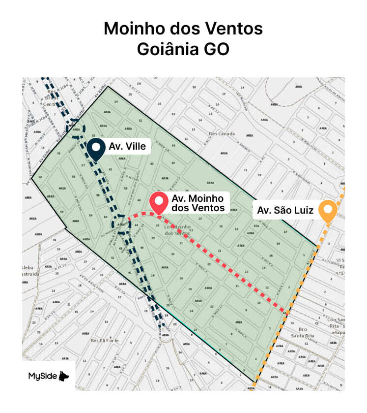 Mapa do Moinho dos Ventos, em Goiânia