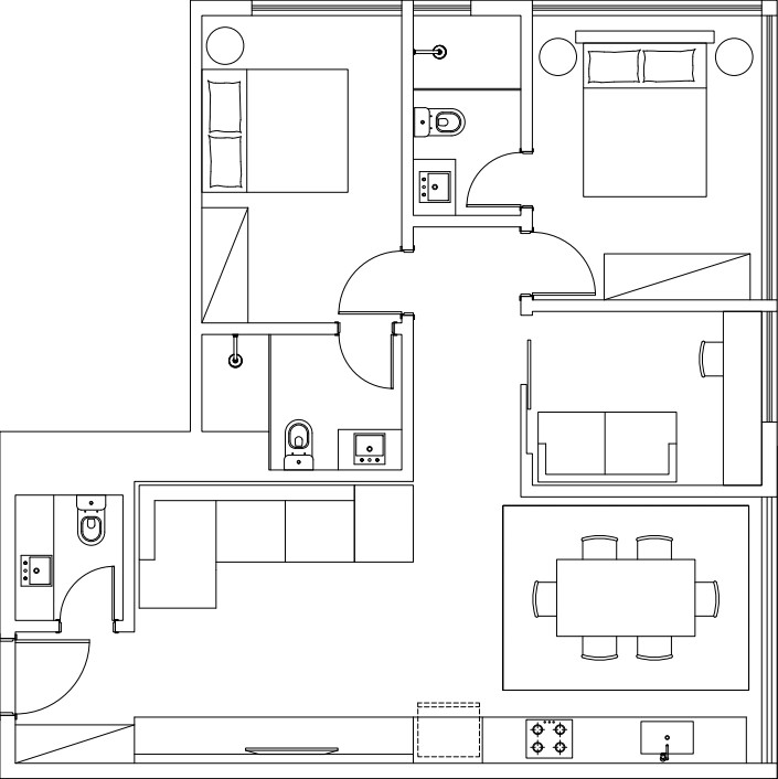 Planta de 86 m² do Futura Flats by Housi