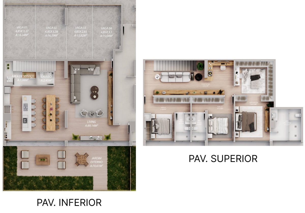 Planta de 330 m² e 3 quartos no Vista Jardins Vivapark