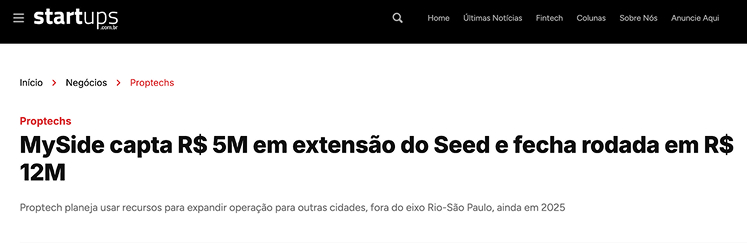 Matéria da MySide na Startups