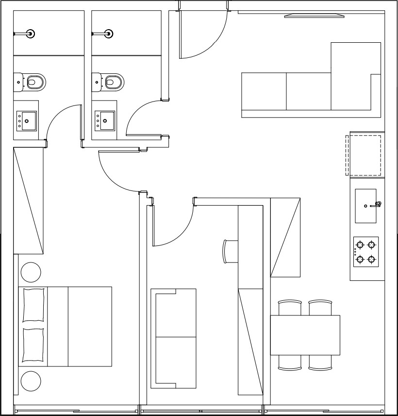 Planta de 71 m² do Futura Flat by Housi