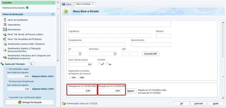 Passo cinco como declarar imóvel
