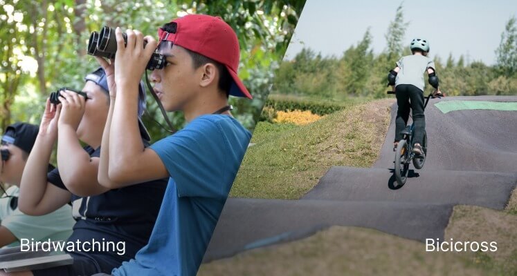 Inpiração das áreas de birdwatching e bicicross
