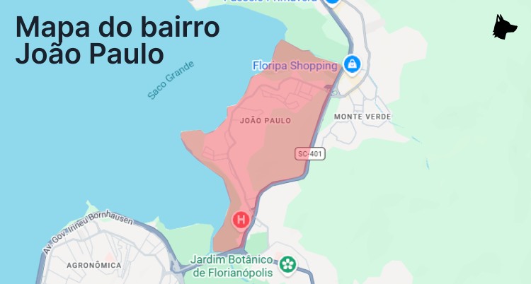Mapa do bairro João Paulo, em Florianópolis