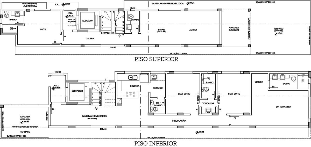 Planta do apartamento duplex do Philippe Chatrier