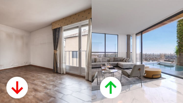 Um apartamento de valor mais baixo e outro de preço mais alto