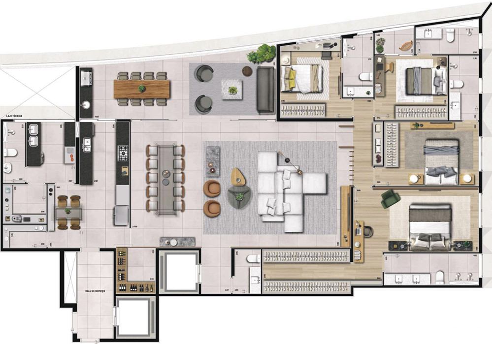 Planta de 244 m² do Largo Piauí