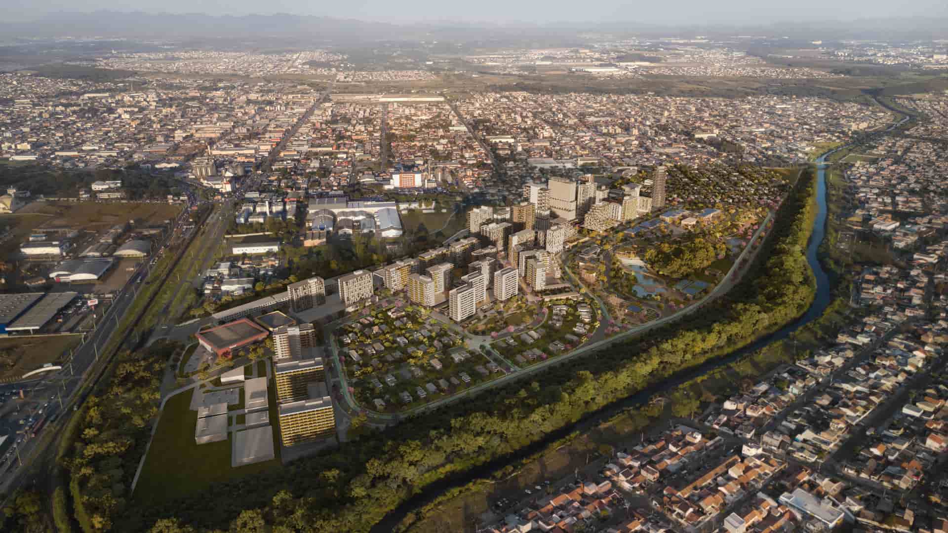 Vista aérea do projeto do Parc Autódromo, em Pinhas, PR