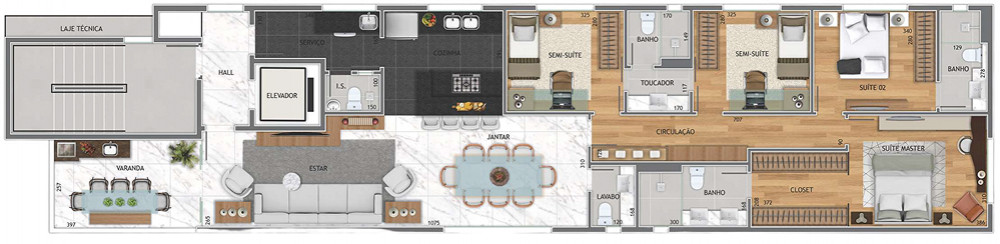 Planta do apartamento tipo do Philippe Chatrier