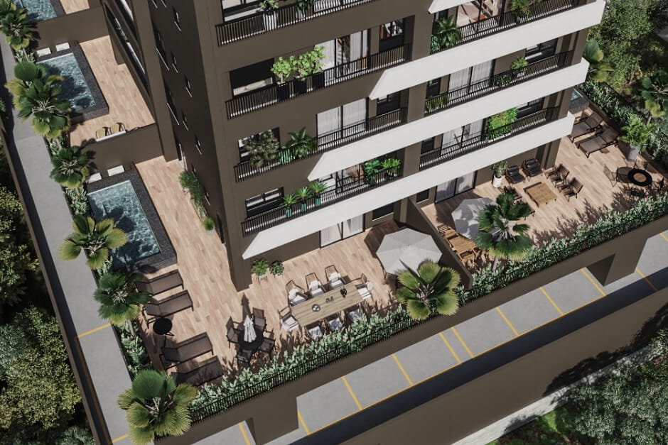 Apartamento garden visto de cima