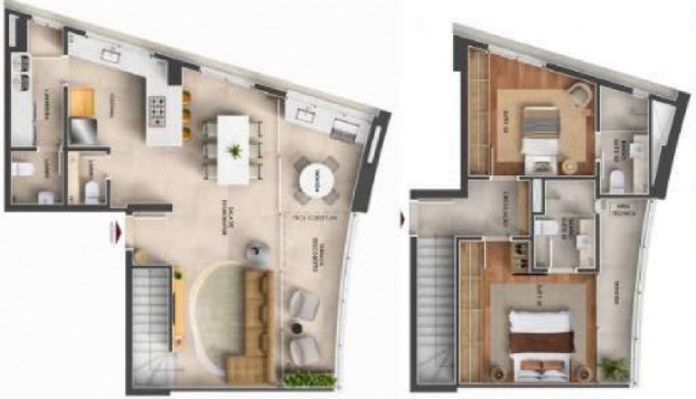 Planta do apartamento duplex do Torre Catharina