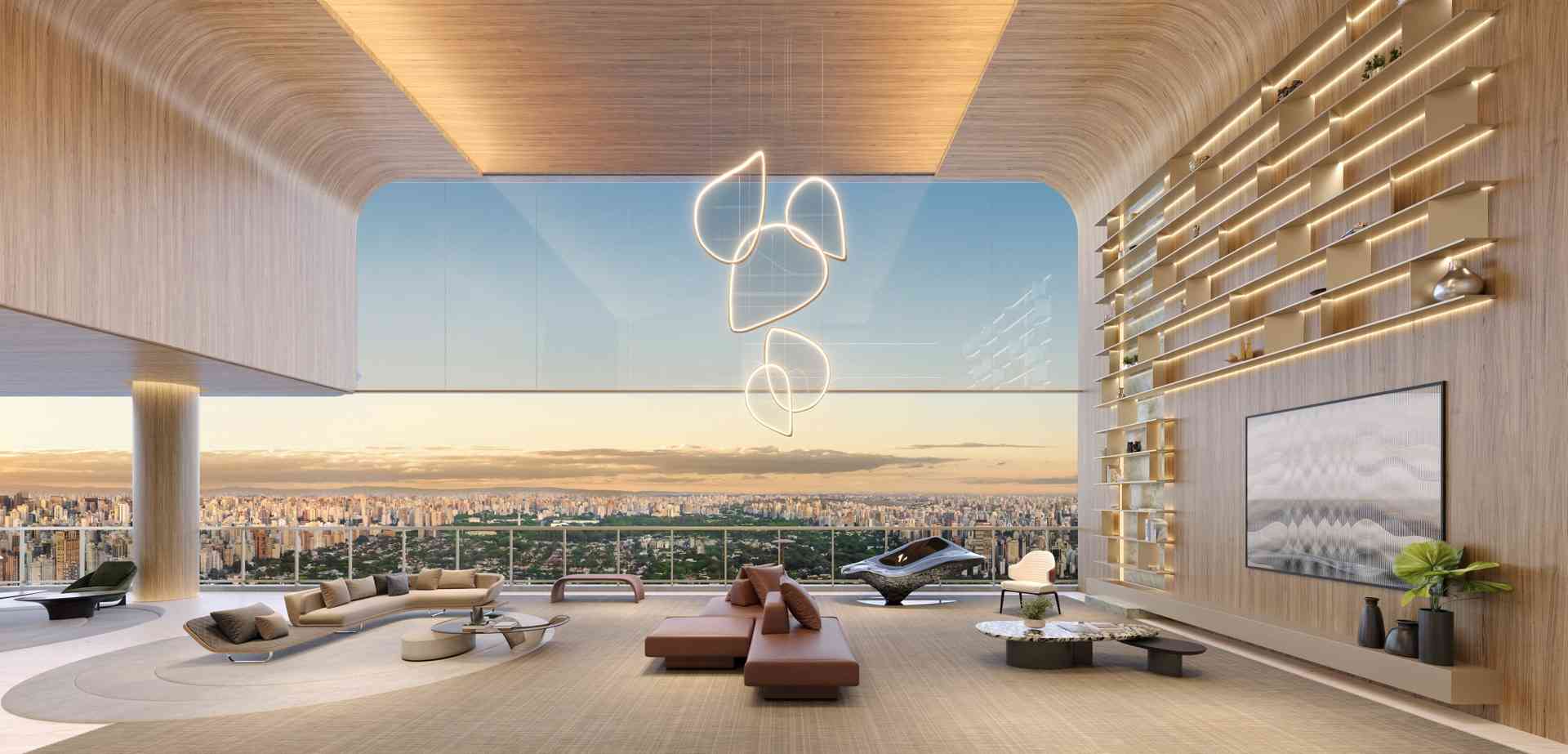 Living do apartamento do Epic Jardim Europa by Pininfarina