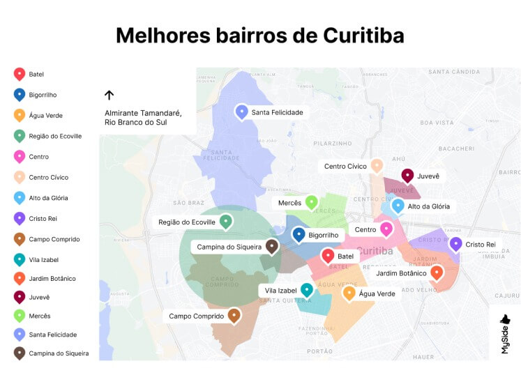 Mapa dos bairros de Curitiba