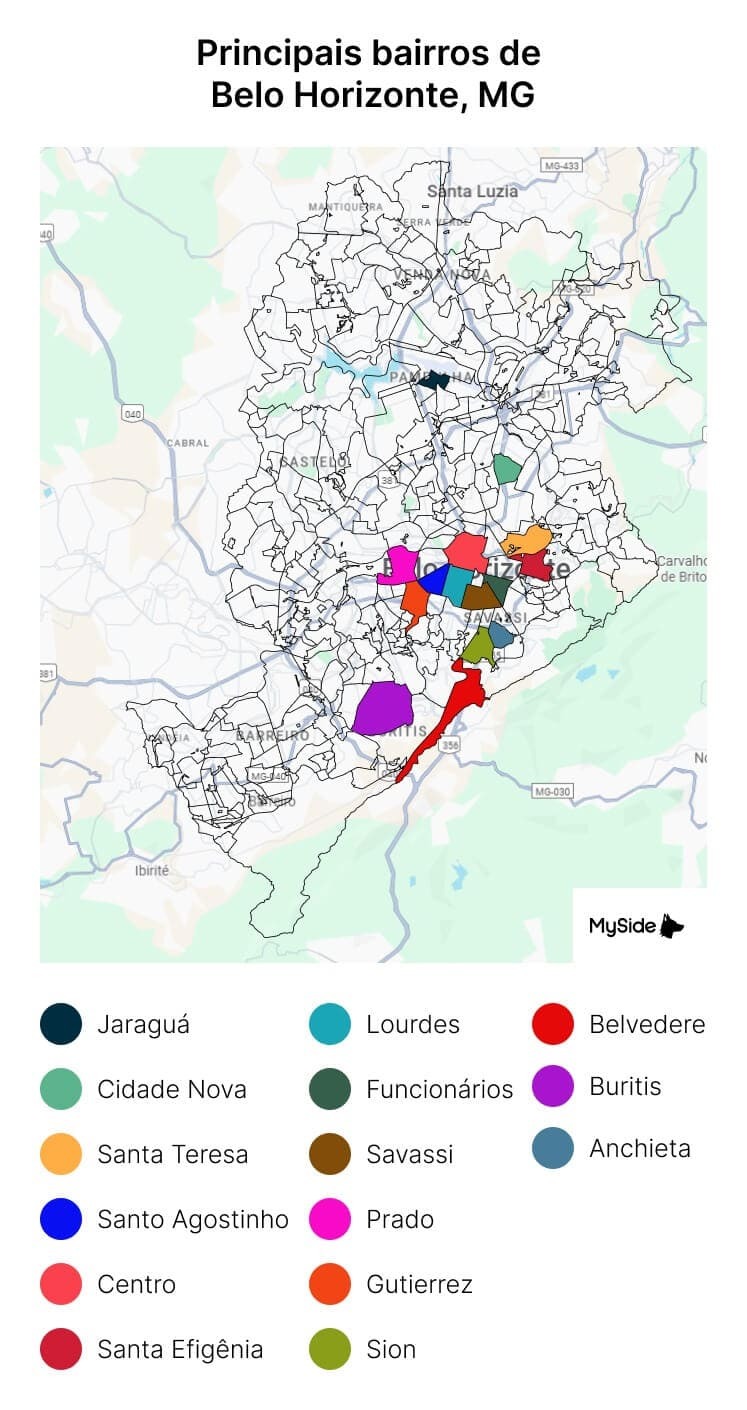 Mapa dos bairros de BH
