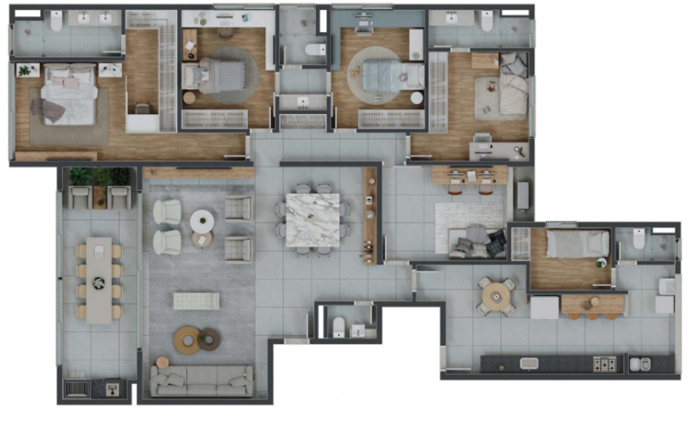 Planta do apartamento de 212 m² do Alto Belvedere