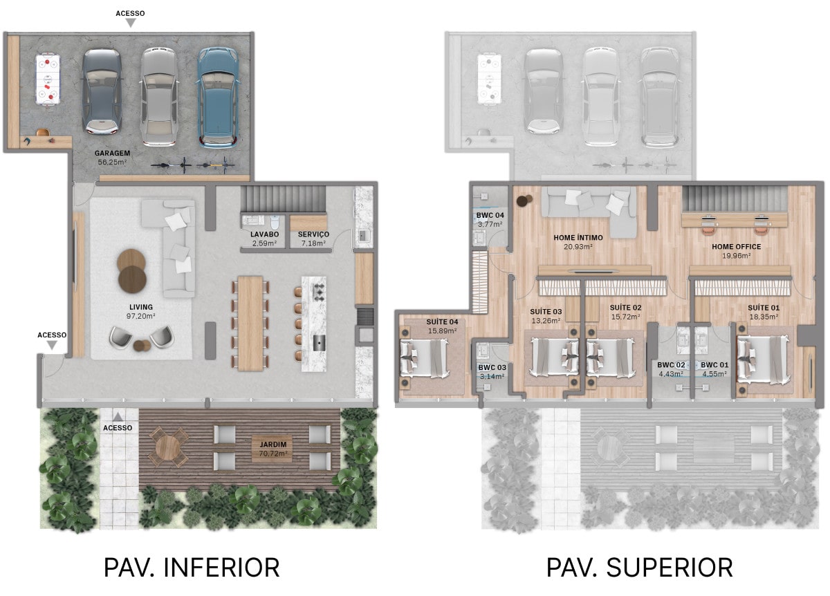 Planta de 339 m² e 4 quartos no Vista Jardins Vivapark
