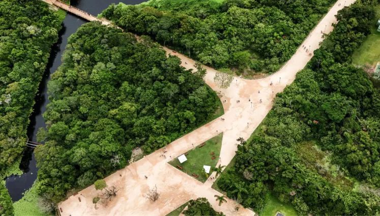 Vista aérea do Parque Péricles de Freitas Druck, em Jurerê Internacional