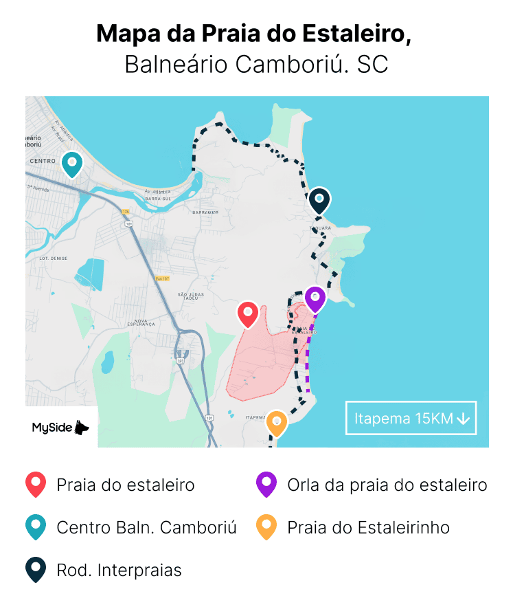 Mapa da praia do Estaleiro
