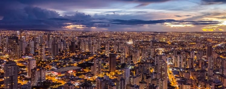 Visão noturna empreendimentos imobiliários em Goiânia