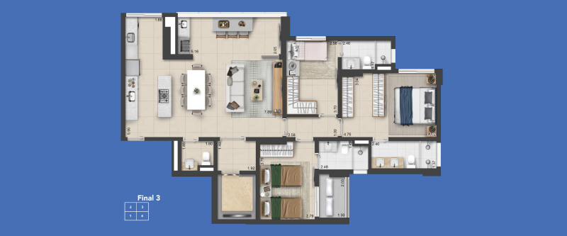 imagem da planta do europark parque noronha torre b de 120 m²